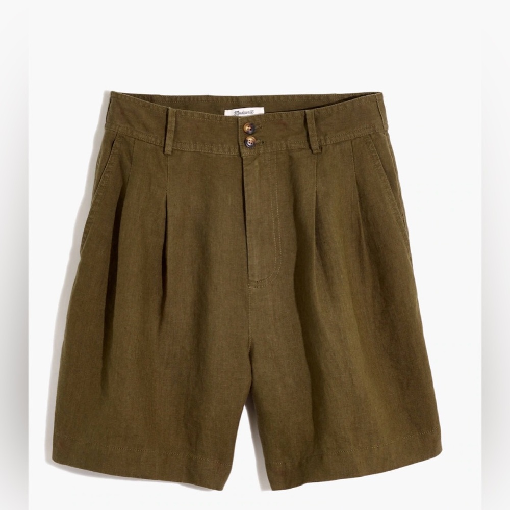 Madewell Linen Long Pleated Shorts Black Size 8